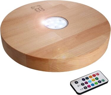 Kaya Shisha Coaster with LED and Remote Control, Water Pipe Accessories (Ø 22cm) (Beech, 30cm)