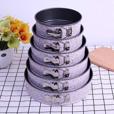 Набір форм для випічки з антипригарним покриттям, 7 розмірів, з нержавіючої сталі, для чізкейків, знімний дно, з кліпсами