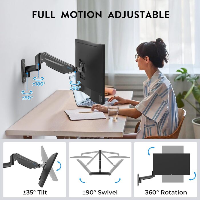 Кріплення для монітора BONTEC, 13-42 дюйми, до 9 кг, VESA 200x200, регульоване, настінне