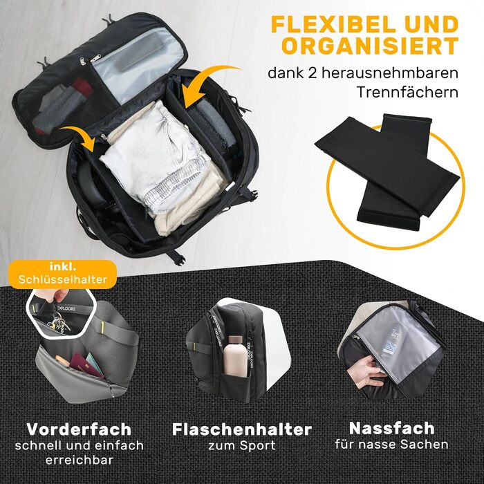 Чемодан ручної поклажі 55x40x20см з ручкою-телескопом, міцний валіза з ABS-пластику з TSA-замком, коричневий, з колесами