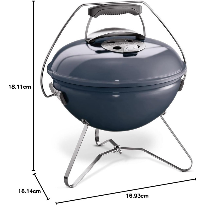 Вугільний гриль Weber Smokey Joe Premium, 37 см, портативний, емальований, Slate Blue