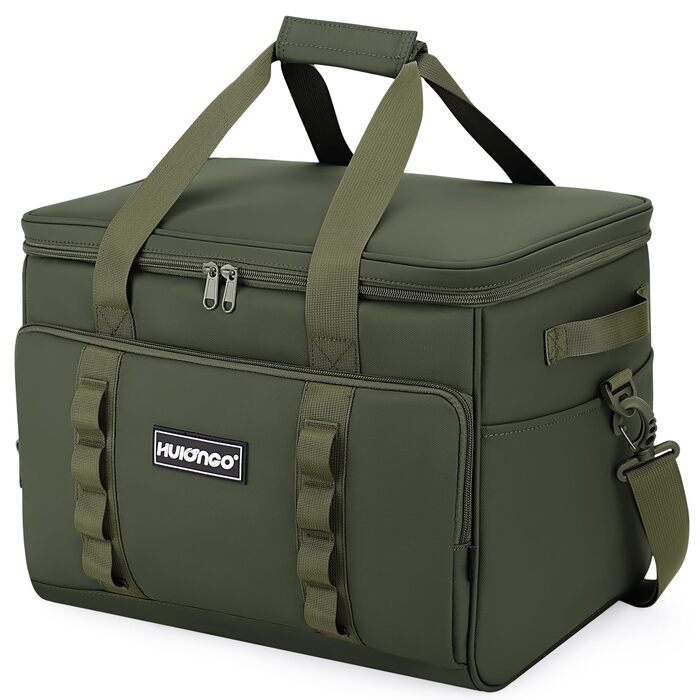 Термосумка-холодильник 30L, велика, зелена: для пікніків, барбекю, пляжу, кемпінгу. Водонетричка, з плечовим ременем