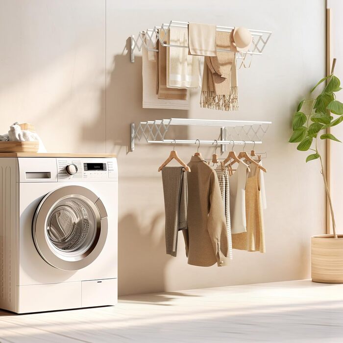 Настінна сушилка для білизни YOUDENOVA з 7 стійок, розкладна, для ванної кімнати/пральні, металева, (42-80) x 59 x 19 см