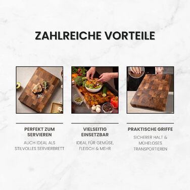 Messerglück® Premium Cutting Board made of solid Acacia wood - Antibacterial wood & dishwasher-safe - Ideal kitchen board for hobby and professional chefs - 36 x 24 x 2.5 cm