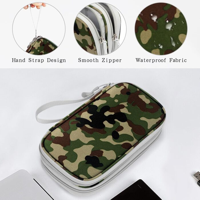 Органайзер для кабелів Skycase: сумка-чохол для аксесуарів, USB, Power Bank, 19 x 11 x 5.5 см (Lila, Army Green)