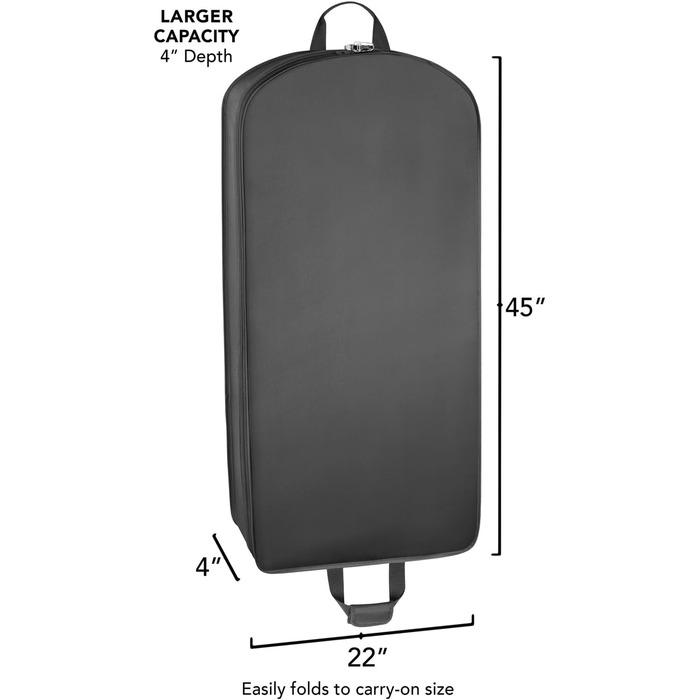 Дорожній костюмний чохол WallyBags 114,3 см, делюкс, з двома додатковими кишенями, чорний, підвищена місткість