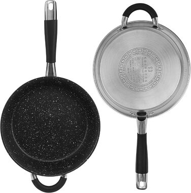 Набір каструль Edenberg з антипригарною сковородою: нержавіюча сталь, підходить для всіх плит, включаючи індукцію, чорний