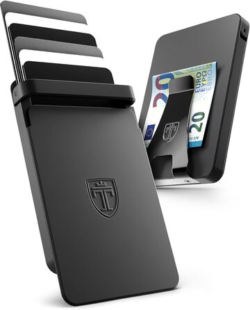 TRAVANDO SLYDE: Тонке шкіряне картхолдер з RFID захистом для чоловіків - 6 карт, картхолдер-портмоне (Чорний)