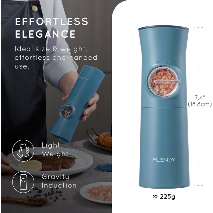 Gravity Electric Salt and Pepper Grinder Set, 2-Piece Set Rechargeable Electric Salt and Pepper Shakers with USB-C Charging Station, Electric Spice Grinder for Dry Spices