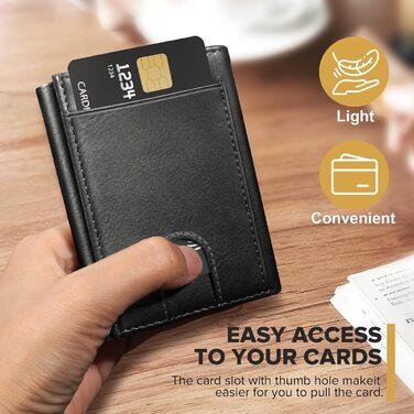 Чоловічий гаманець UNOSEKS: RFID захист, картхолдер, гаманець для монет, slim дизайн (шкіра, карбон, чорний)