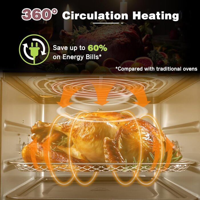 LLIVEKIT Convection Oven 12 L, 12-in-1 Digital Air Fryer for Family, 360° Hot Air Circulation, Mini Oven, Oil-Free Dehydrator, 90 Min. Timer, Cookbook & 6 Accessories, 1800 W 12L Pink