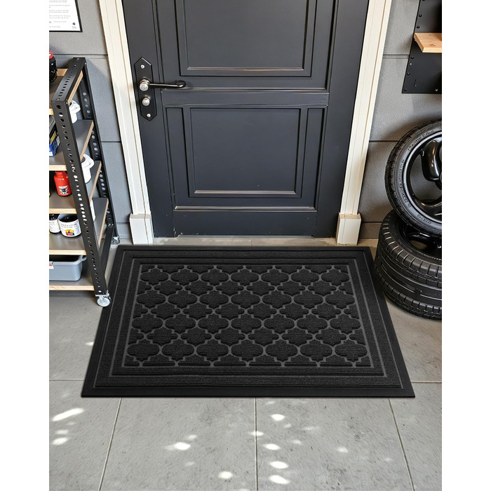 Килимок для дому та вулиці Color G, 43.5 x 75 см, чорний, неслизький, миється, для входу, балкону, тераси
