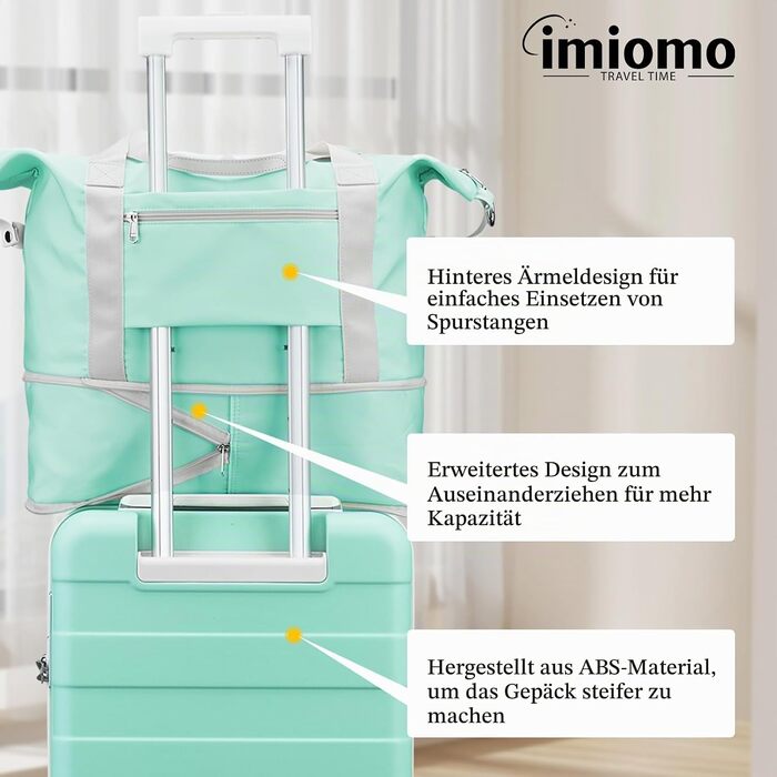 Набір валіз imiomo з твердим корпусом, 5 предметів: 3 валізи на 4 колесах з TSA-замком, косметичка та дорожня сумка (Зелений)