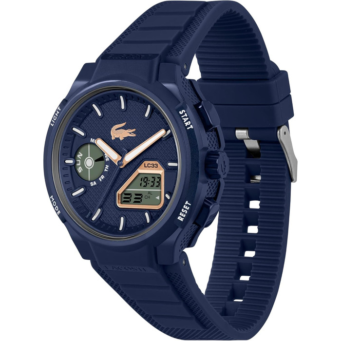 Годинник Lacoste LC33 з силіконовим ремінцем - чоловічий/жіночий, аналогово-цифровий, мультифункціональний кварцовий годинник