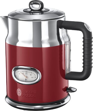 Тостер Russell Hobbs Retro з нержавіючої сталі [для 2 тостів] з підігрівачем для бургерів, 6 рівнів підсмажування, функція розморожування та підігріву, 1300 Вт, Vintage 21680-56