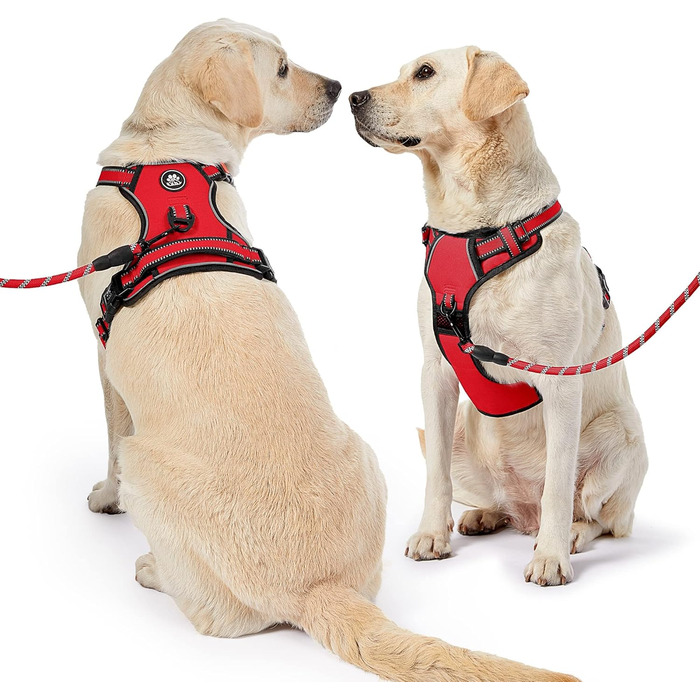Нашийник для собак середніх порід NESTROAD, розмір M, червоний. Анти-тягнучий нашийник, обхват шиї 33-43 см, обхват грудей 43-64 см. Безпечний нашийник для собак з підкладкою