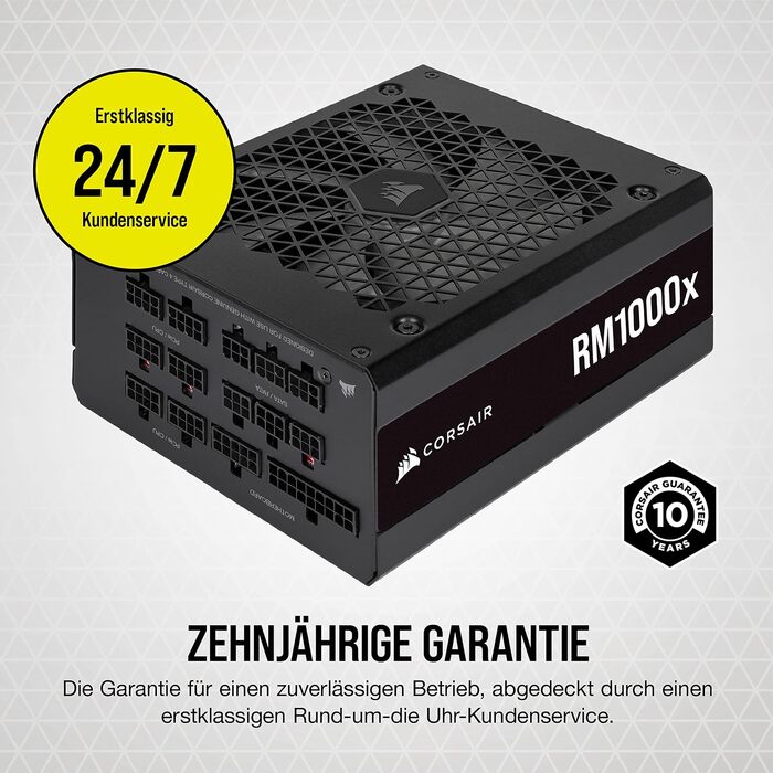 Блок живлення Corsair RM1000x 1000W 80 Plus Gold, повністю модульний, ATX, з японськими конденсаторами та 135-мм вентилятором, чорний