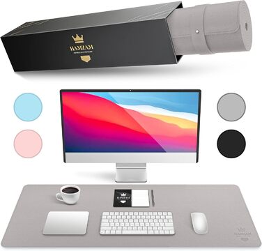 Підкладка під клавіатуру та мишу HAMZAM PU Leder 90x40 см - преміум якість, сірий колір