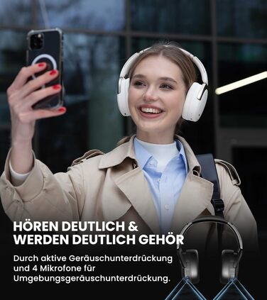 Edifier WH950NB навушники з активним шумозаглушенням: Bluetooth V5.3, LDAC, Hi-Res Audio, 55 годин роботи, складна конструкція, білий колір