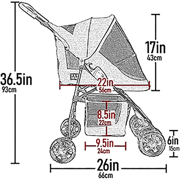 Візок для тварин Pet Gear Happy Trails Lite - легкий, складаний, з підкладкою та ремінком безпеки (Колір: Камінь)