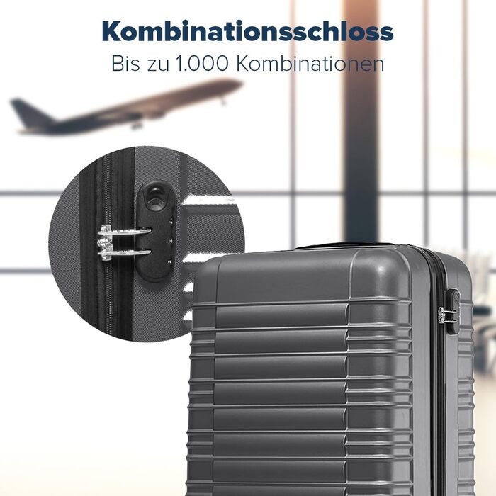 Набір валіз TRVLMORE 3 шт. з жорсткого пластику: маленька, середня, велика сіра валіза для подорожей, ручна валіза 55x40x20 см