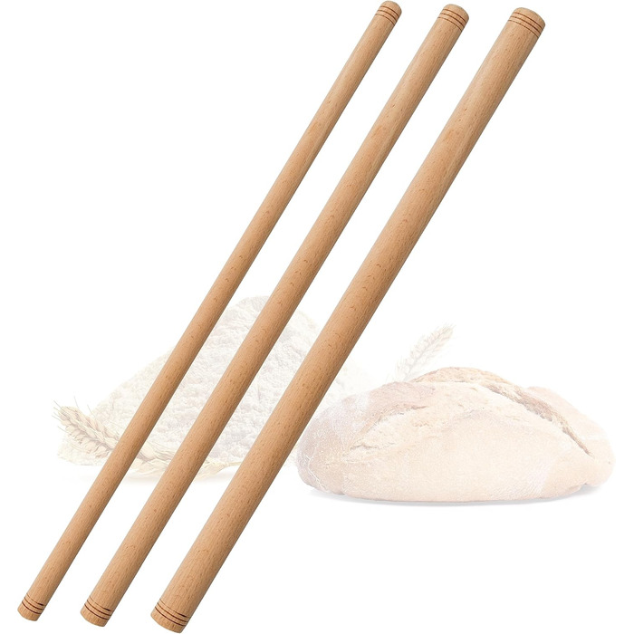 spar-home Turkish Rolling Pin - Traditional Dough Roller Made of Beechwood Handmade Wooden Rolling Pin Oklava (3er_60cm)