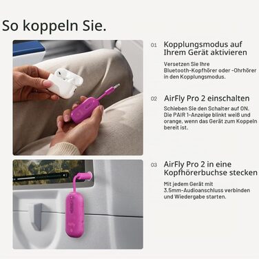 Bluetooth-трансмітер та ресивер Twelve South AirFly Pro 2 для AirPods та навушників, Fuchsia Ice