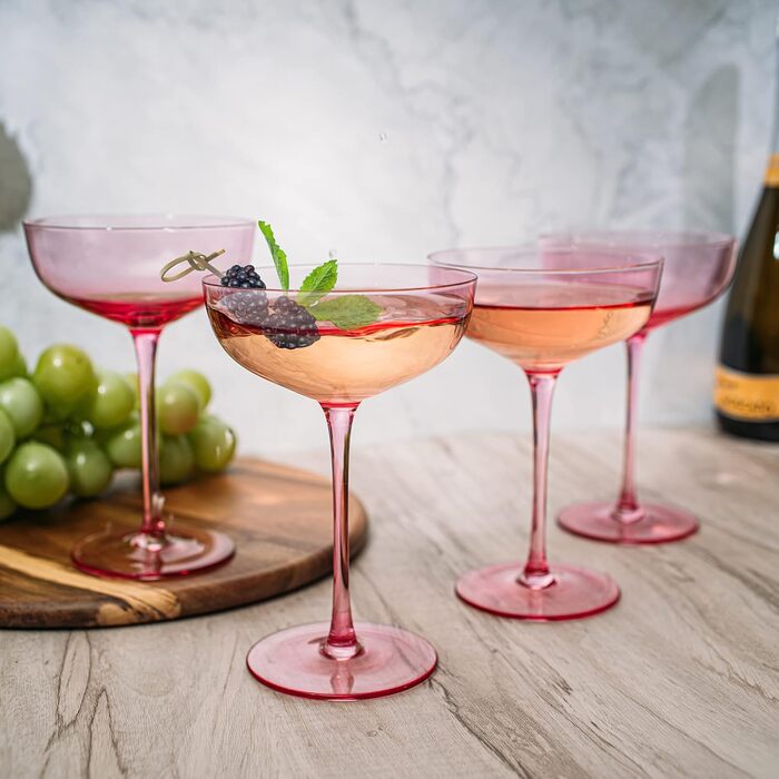 Набір келихів для шампанського та коктейлів Martini 200 мл (4 шт) рожевого кольору - ідеальний подарунок на День Святого Валентина