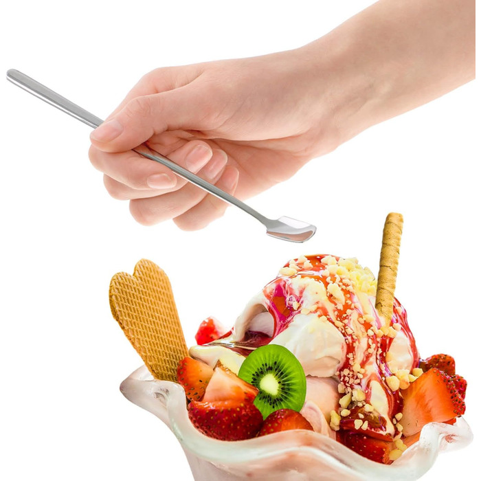 Набір ложок Com-Four® 12 шт. з нержавіючої сталі з довгим руків'ям для коктейлів, чаю, кави, молочних коктейлів, матча, холодних напоїв та десертів. Ложки для кави (17 см)