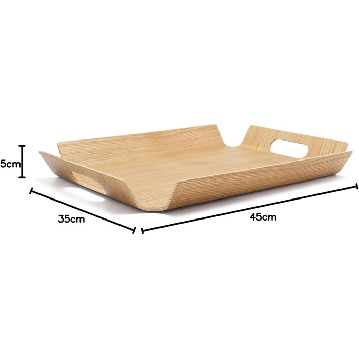 Bredemeijer brown curved rectangular wooden tray, 44.5 cm