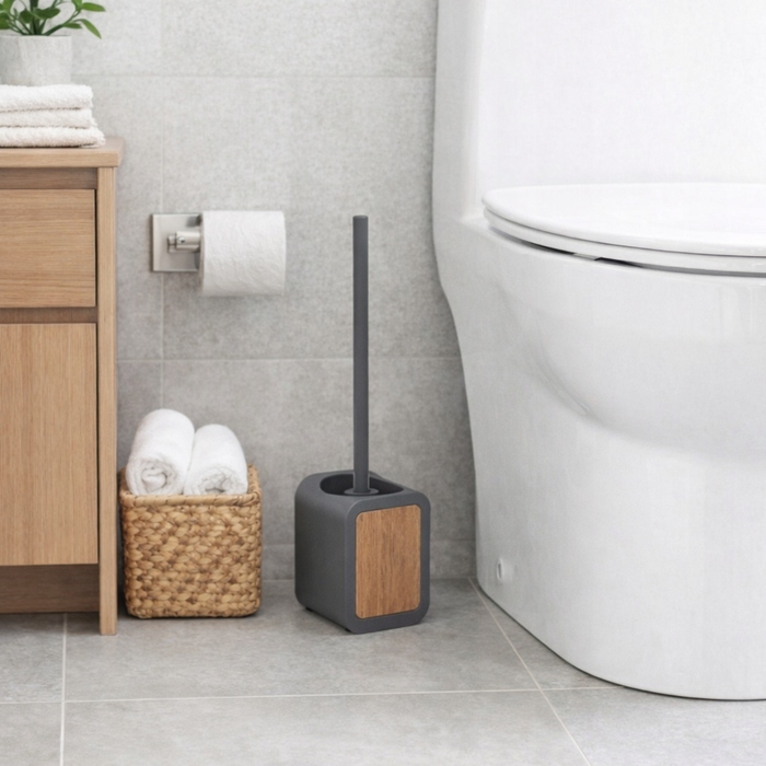 Підлоговий унітазний йоржик у контейнері, графітовий