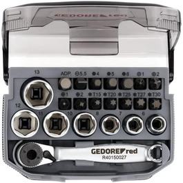 Набір біт GEDORE red, 23 предмети, з тріскачкою, бітотримачем і насадками 1/4'' (6,3 мм) R49005023