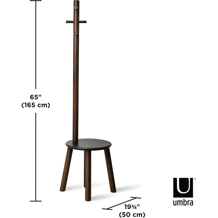 Umbra Pillar Coat Rack with Bench, Default_no_Selection_Value, White/Natural, One Size (Black/Walnut, Coat Rack with Bench)