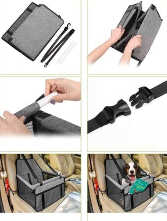 Водонепроникний і дихаючий килимок для тварин у автомобіль GUOYI® - безпечний, двошаровий, потовщений з переносною сумкою та подушкою (Чорний попіл)