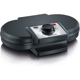 Severin WA 2106 Heart-Shaped Waffle Maker - Anti-Stick Coating, Slim Design, 1200W - Black