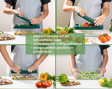 Набір для нарізки овочів Genius Nicer Dicer Exclusive 15 елементів: кубики, томати, тертка, слайсер, контейнер 2500 мл, зелений