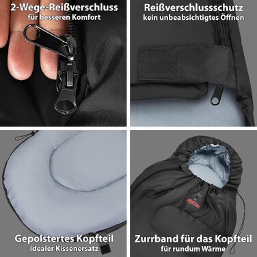 Спальний мішок Alpidex Mumienschlafsack 4 Seasons -17°C, 225x80 см, 400 GSM, чорний, для кемпінгу, трекінгу, подорожей