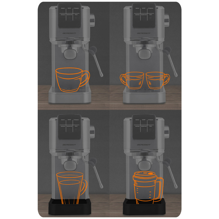 Ріжкова кавомашина Berdsen з капучинатором, 20 бар, сенсорне керування