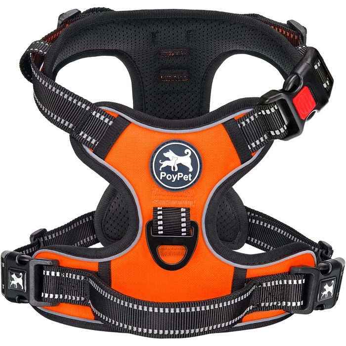 Нашийник для собак PoyPet без заплутування, світловідбиваючий, м'який, з простим закриттям, для маленьких собак (XL, Помаранчевий)