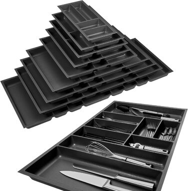 Вставка для столових приборів ORGA-BOX 3 антрацитова з текстурою Canvas, розмір 473x791 мм, для висувних шухляд 90 см (Nobilia, після 08.2012)
