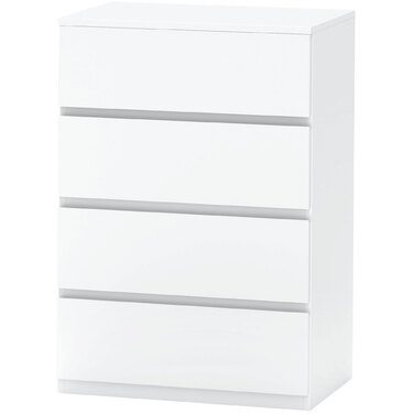 HOMCOM Chest of Drawers, Sideboard with 4 Drawers, Tip-Resistant Office Cabinet in White, 55 x 33 x 80 cm, ideal for living and working areas