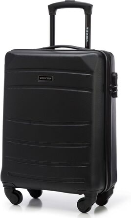 WITTCHEN Globe Line: Чемодан-ролер ручної поклажі з ABS, 4 колеса, кодовий замок, телескопічна ручка, чорний | Розмір S | Підходить для Lufthansa, Eurowings, Ryanair, Condor, Discover Airlines