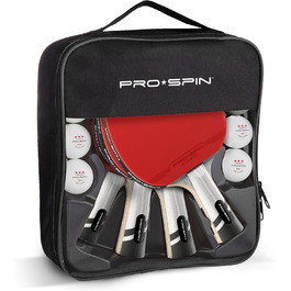 PRO SPIN Table Tennis Paddle Set - Carbon Pro Racket, Superior Precision, Spin Pro Rubber, 2.0mm Sponge, Protective Case - Premium Quality, High Performance (Set of 4)