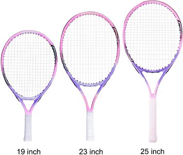 Senston Tennis Racket 19/23/25 Inch One-Piece Design with Tennis Bag, Overgrip & Vibration Dampener - Pink