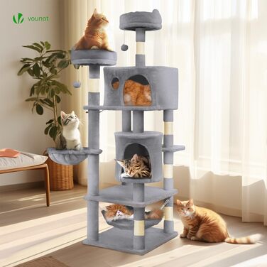 Котячий будиночок Vounot Kratzbaum Kein: стійкий котячий будиночок з платформами, 88 см (сірий, XXL)