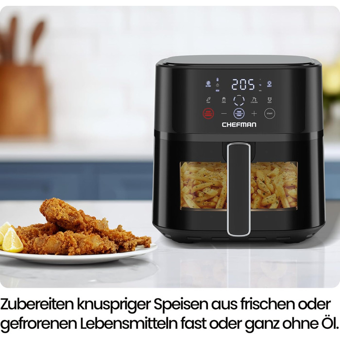 Фритюрниця без олії Chefman Hi-Fry 5.7L з сенсорним керуванням, антипригарне покриття, чорна