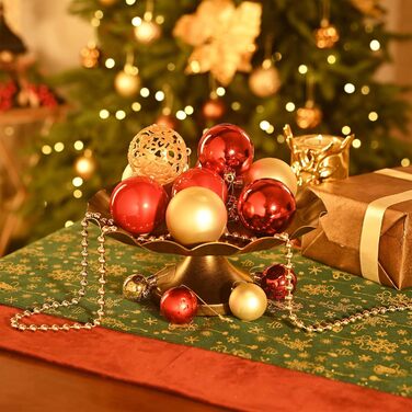 Набір ялинкових прикрас Valery Madelyn (50 шт.) - ялинкові кулі, червоно-золотий декор з підвісками