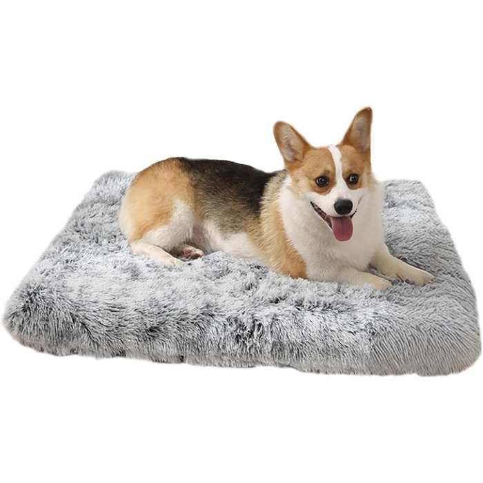 М'яке ліжко для собак середніх порід та котів, 75 x 50 x 8 см, плюшеве, миюче, Ombré-сірий