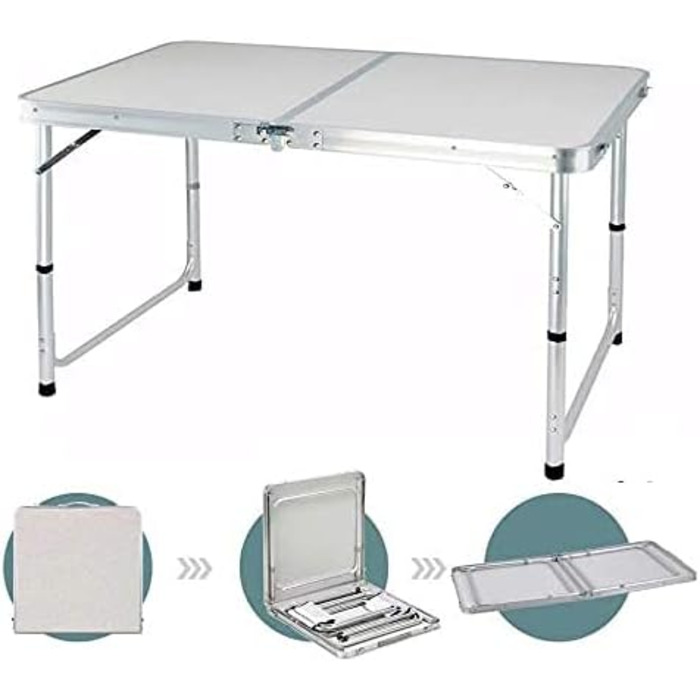 Складний стіл 60 см, портативний, для кемпінгу та пікніка, сад, на вулицю, регульована висота, алюмінієвий каркас, 60 x 45 x 25,9 см (Д x Ш x В)