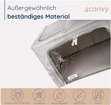 Collapsible Storage Box for Clothes with Zipper, Metal Frame - [2024 IMPROVED MATERIAL] Duvet Storage Bag – Sturdy Clothing Storage Box (Gray, 3x66L)